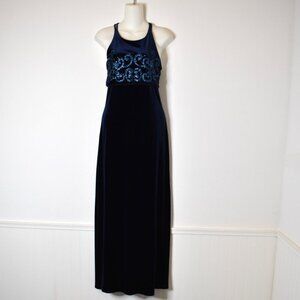 Finesse Velvet Dress Gown Formal Sz M Maxi Vintage 90s Party Cocktail Whimsigoth